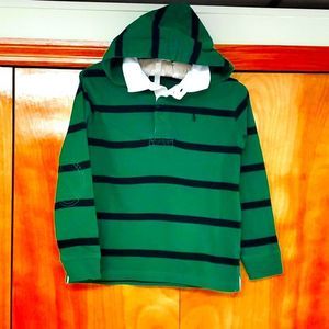 Boys Polo Ralph Lauren hoodie long sleeve stripe polo shirt 7 *